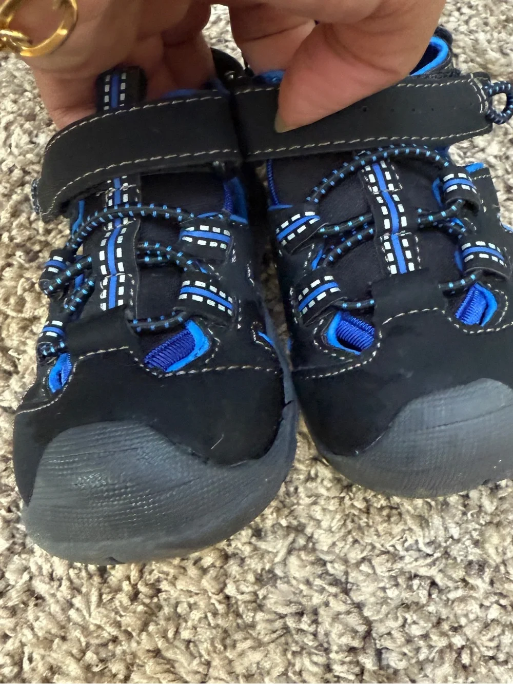 Crown Vintage Black and Blue Kids Active Sandals